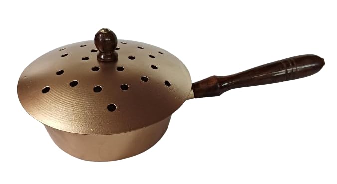 Brûleur d'encens Loban Dhoop Dhuni anti-brûlure avec manche isolant en bois