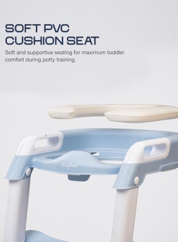 Image of Baybee Western Potty Seat for Kids | Baby Toilet Seat Chair with Ladder, Adjustable Step Height & Cushion Seat | Portable Potty Training Seat for 1-8 Years Child Boys Girls (Blue)
