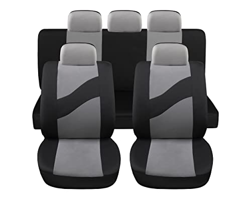 Susy Shop Housses de siège auto universelles LS08 | Kit avant et arrière confortable respirant | Housses de protection pour sièges utilitaires moyens petits | No Suv (Gris)