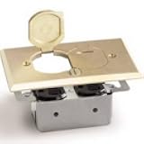 Lew Electric RRP-2-LR Floor Box, Recessed Flip Lid Duplex Receptacle - Brass