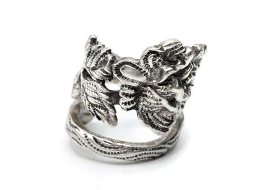 Bague en argent sterling vintage bijou fantaisie fait main taille réglable 16-18mm