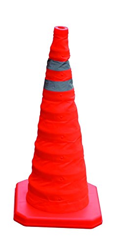 Cono Plegable con 2 Bandas Reflectantes - Modelo DCA05 - Ayuda a Mejorar la Señalización - Fácil de Plegar y de Transportar - Fabricado en Tela - 30x30x60 cm - Bikain Cover