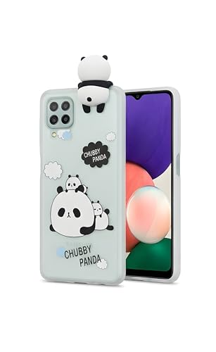 Image of CaseBuddy Chubby Panda Phone Case for Samsung A22, Frosted Translucent Case with 3D Panda Design, Matte White