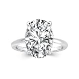 PAFIDDY 5CT Elongated Oval Cut Solitaire Engagement Ring for Women, Elegant S925 Silver 5A Grade CZ Promise Ring (18K White Gold Plated, 6)