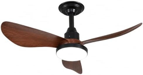 Ventilador de Teto Plafon Aires Preto com Pás de Madeira 25W LED ...