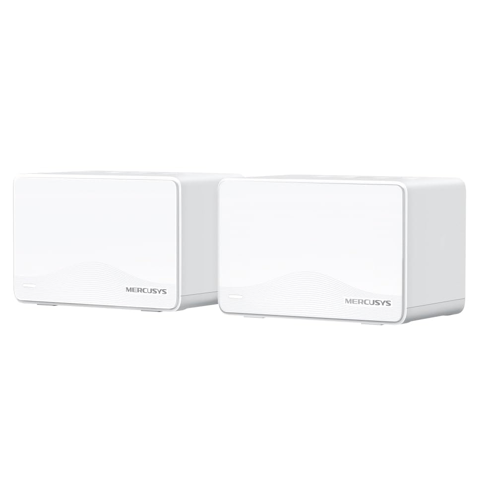 Mercusys TP-Link Mesh Wi-FI 7 BE3600Mbps Double Bande, 3 Ports WAN/LAN Gigabit, Couverts jusqu'à 460m2, 4K-QAM, MLO, Multi-RUs, Contrôle par APP, Halo H25BE(2-Pack)