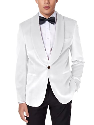 Mens Velvet Blazer One Button Slim Fit Solid Fashion Suit Jacket Sport Coat for Wedding Prom Dinner Party