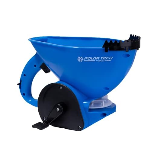 EarthWay Polar Tech 94014 4 LB Ice Melt Hand Spreader with Built-in Ergonomic Trigger for Comfort and Adjustable Reel Control and Sealed Gearbox and High-Speed Crank