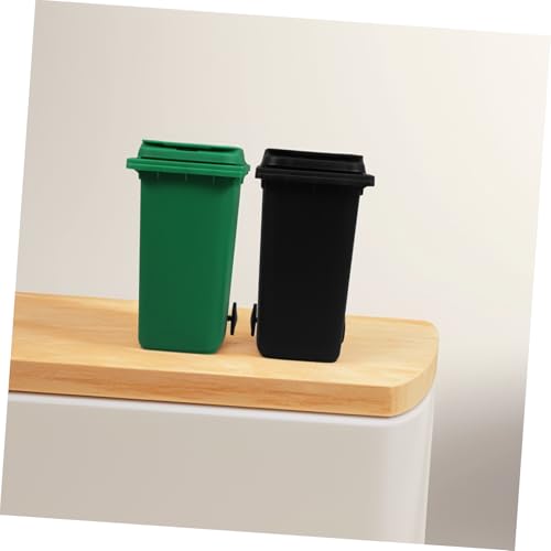 Set de 2 mini canecas de basura para escritorio de plástico miniatura 4
