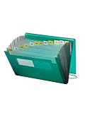 Smead Poly Expanding File, 12 Pockets, Flap and Cord Closure, Letter Size, Green ( 70878)