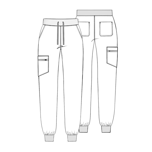 Image of Kitmaz Scrub Pants for Women - Mid Rise 4-Way Stretch Anti-Wrinkle Slim Fit Jogger Pants, Drawstring & 5 Pockets