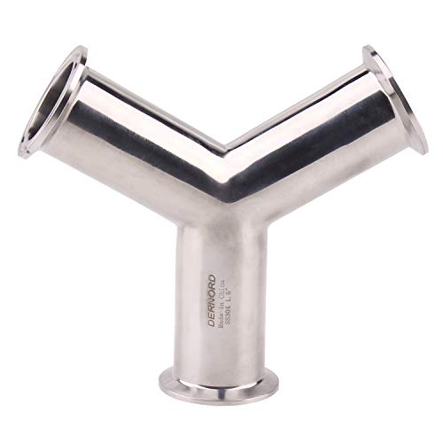 Image of DERNORD Tri Clamp Wye Clamp End True Y Type Cross Tee Tube Stainless Steel 304 Three Way Elbow 1.5 Inch Pipe OD