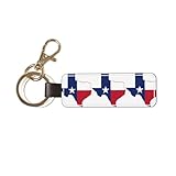 duwaa portachiavi in pelle con stampa mappa della bandiera dello stato del texas, portachiavi universale, portachiavi per auto e moto