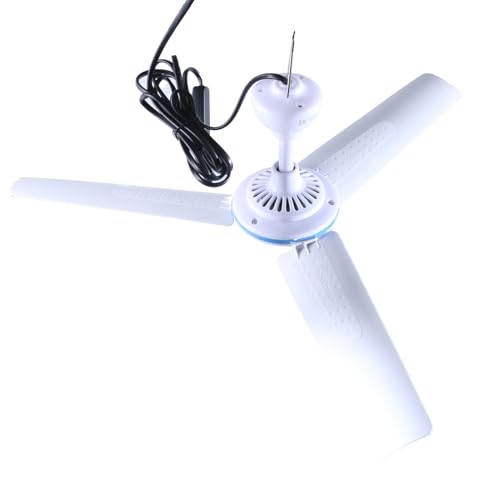 Ventilador de techo USB de 3 hojas, 1 velocidad con interruptores, ventilador colgante para acampar al aire libre, hogar, cama, tienda de campaña o dormitorio