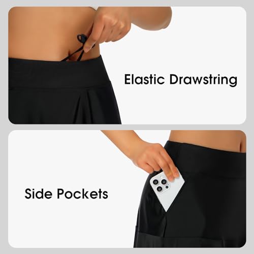 Turnhier Womens Swim Skirt High Waisted Ruffle Tummy Control Tankini Swimsuit Bathing Suit Bottoms with Pockets4