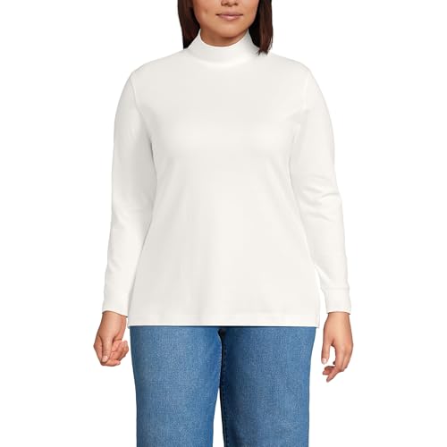 Image of Lands' End Women's Cotton Mock Turtleneck