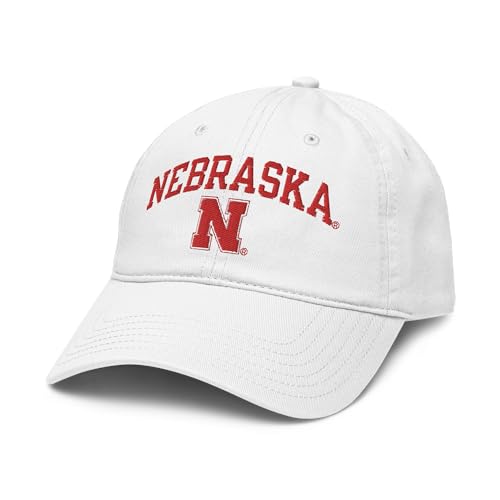 Elite Authentics Nebraska Cornhuskers Arch Over Adjustable Baseball Cap - White - Adults Unisex