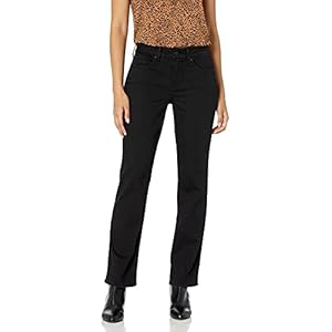 NYDJ-Petite-Marilyn-Straight-Jeans NYDJ womens Petite Marilyn Straight Leg Jeans, Black, 12 Petite US