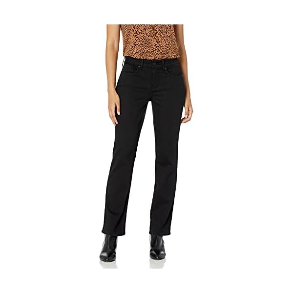NYDJ womens Petite Marilyn Straight Leg Jeans, Black, 12 Petite US
