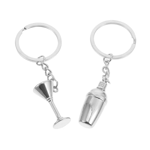 ifundom Llavero Creativo de 2 Piezas Colgantes 3D de Coctelera y Copa de Vino Decoraciones para Llaveros y Mochilas Accesorio para Bolsos y Equipaje Diseño Funcional y Original