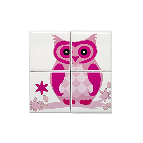 Carreaux céramique chouette rose 15,2x15,2 cm azulejos design oiseau branche