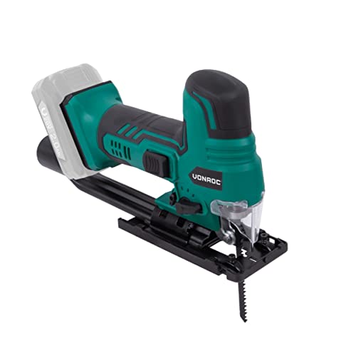 VONROC Seghetto Alternativo a Batteria 20V – Impugnatura a T, Velocità Regolabile, LED, Cambio Lama Rapido – Per Legno, Metallo, Plastica – Compatibile VPower 20V