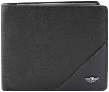 Police Men Navy Black Color Groix Over Flap Coin Leather Wallet
