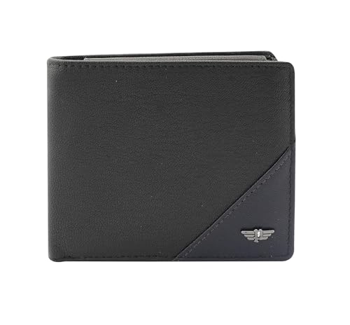 Police Men Navy Black Color Groix Over Flap Coin Leather Wallet