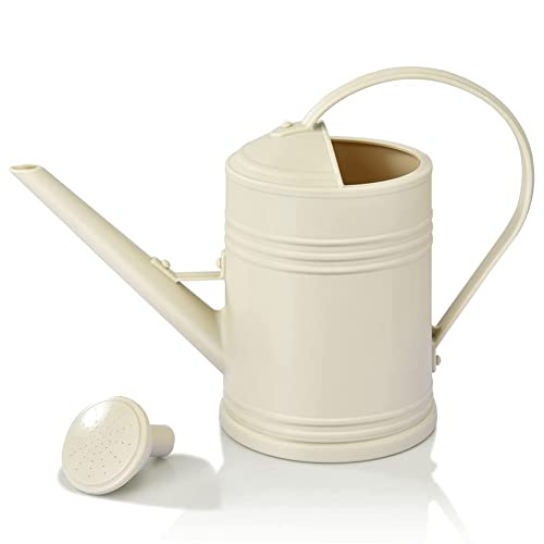 Qeunrtiy GießKanne für Zimmerpflanzen, BlumengießKanne Freien für Zimmerpflanzen, Gartenblume, Langer Auslauf für Den Innenbereich,Beige 2 Liter