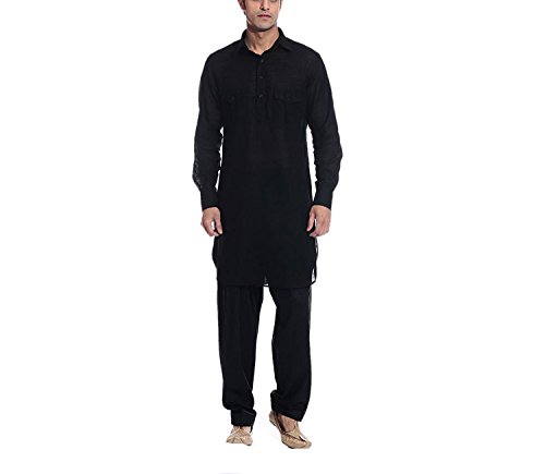 Trajes Pathani de algodón negro para celebraciones culturales y eventos de noche
