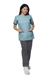 UNIFORM CRAFT Women's Polyester and Cotton Twill Support Staff Uniform, Green and Grey (XL)