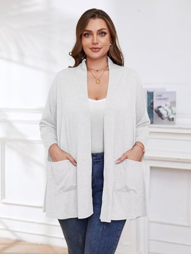Image of BELAROI Plus Size Lightweight Cardigan Sweaters for Women Casual Open Front 3 /4 Sleeve Cover Up
