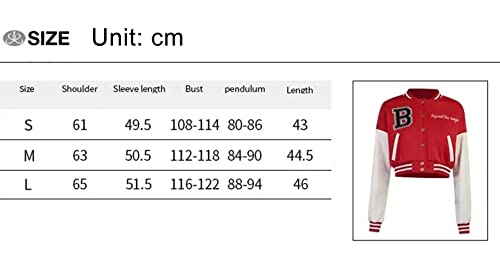 Womens Varsity Jacket Cropped Letterman Baseball Bomber Jacket Vintage Y2K Streetwear Coat A Black #TOP6