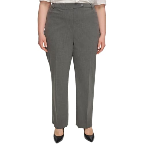 Calvin Klein Womens Plus Pinstripe Trouser Pants Gray 16W