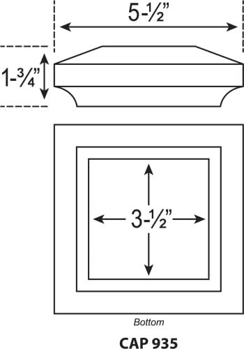 935 - Flat Peak Newel Cap - For Use With 3 1/2 Inch Newel Posts (Red Oak) #TOP1