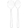 Set of 24 Heavy Duty Disposable Plastic Serving Utensils! 10 Spoons and Forks and 6-1/2 Tongs! Clear Serving Sets Perfect for Parties, Events, BBQ's and More! (24, Spoons-Forks-Tongs)