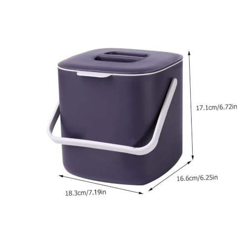 Caneca de basura portátil con tapa para cocina, plástico, morado miniatura 2