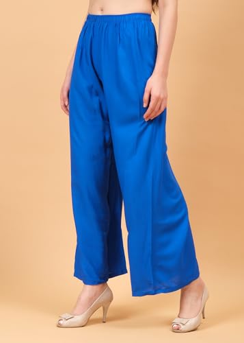 Image of Go Gazab - Stylish Women's Palazzo: Trendy Rayon Solid Color Ethnic Wear Palazzo