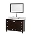 Wyndham Collection 48" Single Bathroom Vanity in Espresso, White Carrera Marble Countertop, Avalon White Carrera Marble Sink and 24" Mirror
