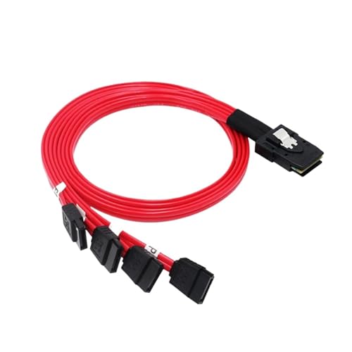 Cable SFF-8087 a 4 SATA 7P Rojo 0.5 m