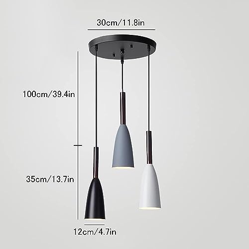 Lustre nordique e27 à trois têtes aux diverses formes géométriques - 3