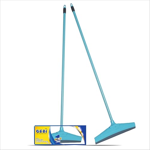 Image of Gebi Richline Luxury Floor Wiper | Soft Rubber Blade | Long Handle for No Bending | Durable Body | Covers Large Area | Angular Design for Easy Cleaning | Blue Colour| Rubber Blade| Pack of 1|