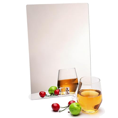 iCAGY Acrylic Mirror for Wall for Kids Adults Bedroom Door Closet Acrylic Shatterproof Self-Adhesive Lightweight Plastic Mirror Tile Sheet Reflective Safe Plexiglass - Silver 8x10 inch 1 Pcs