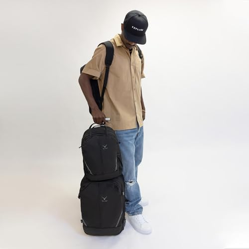 Image of Hynes Eagle 2 in 1 Travel Backpack Set Rolling Backpack with Wheels Carry on Luggage 43L with Personal Item Bag for Men Women 17 inches Laptop Backpack Jet Black