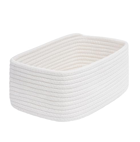 QFLQFL Small Woven Storage Basket,Medium Storage Basket,Mini Cotton Rope,For Shelves,Nursery,Office,Bathroom,And More–Perfect For Organizing&Décor