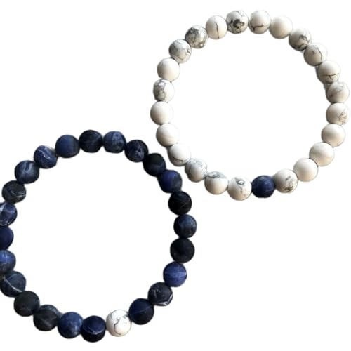 Bracelets extensibles couples en howlite pour apaiser le manque et la solitude de la distance