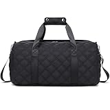 Borsone da palestra per ragazze e ragazzi, con scomparti per scarpe e vestiti bagnati, per danza, nuoto, pigiama party, weekender, borsa da viaggio, nero