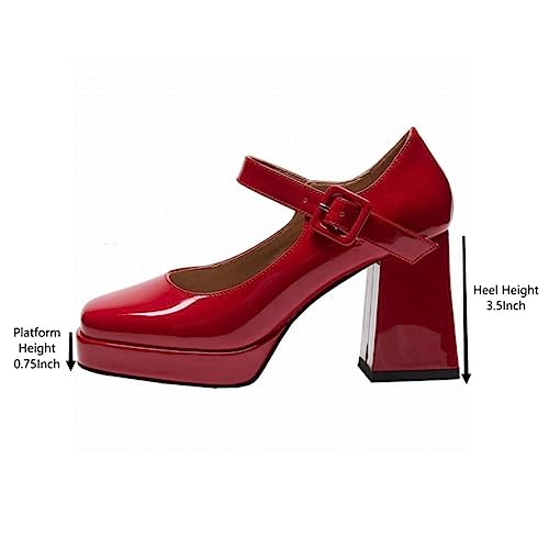 Image of Women's Mary Jane Platform Heels Chunky Block Heel Pumps