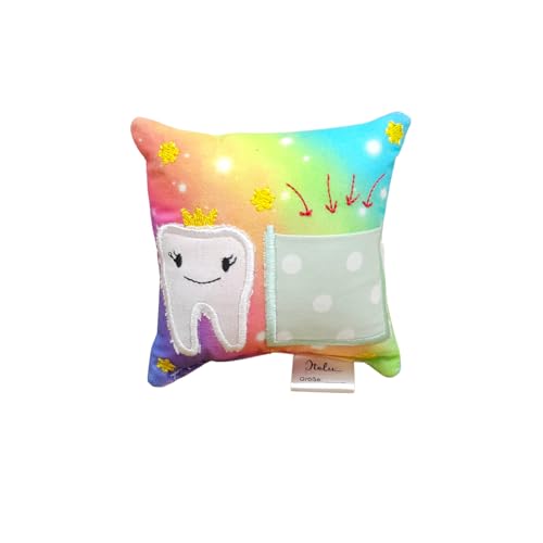 Zahnfeekissen bunt mit oder ohne Name | personalisiertes Kissen | Zahnfee Kissen | Wackelzahn | Geschenkidee für Kinder