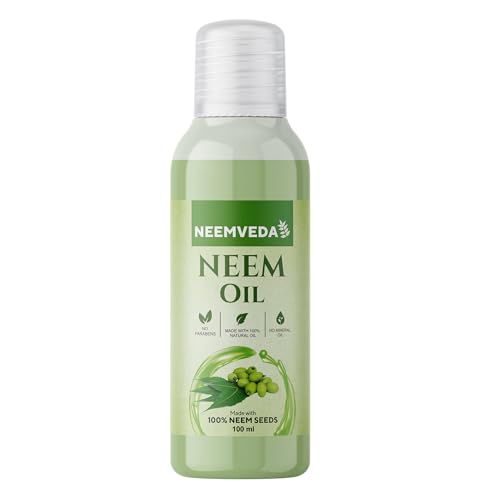 Neemveda Virgin Neem Oil 100 ml Cold Pressed Pure Natural Unrefined Vegan - for Hair Skin Nail Scalp Body Multi-Use Oil for Garden - Plants - Home & More